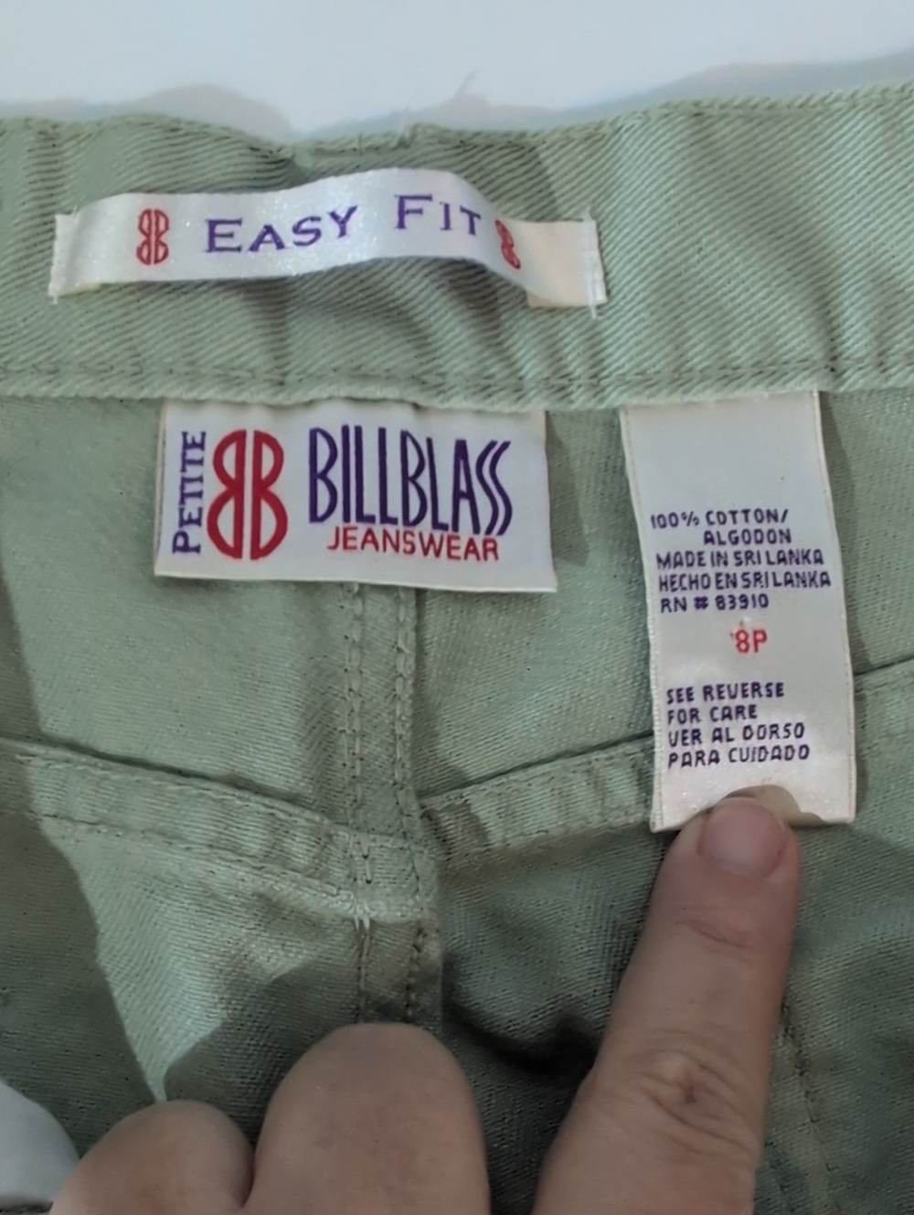 Bill Blass Easy Fit Light Sage Green Pants, Sz 8 Petite - Picture 2 of 3